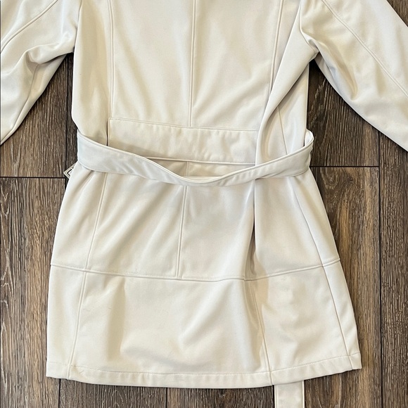 The North Face TNF Apex Women’s Large Cream Zip-Front Long Jacket with Waist Tie - Picture 8 of 16